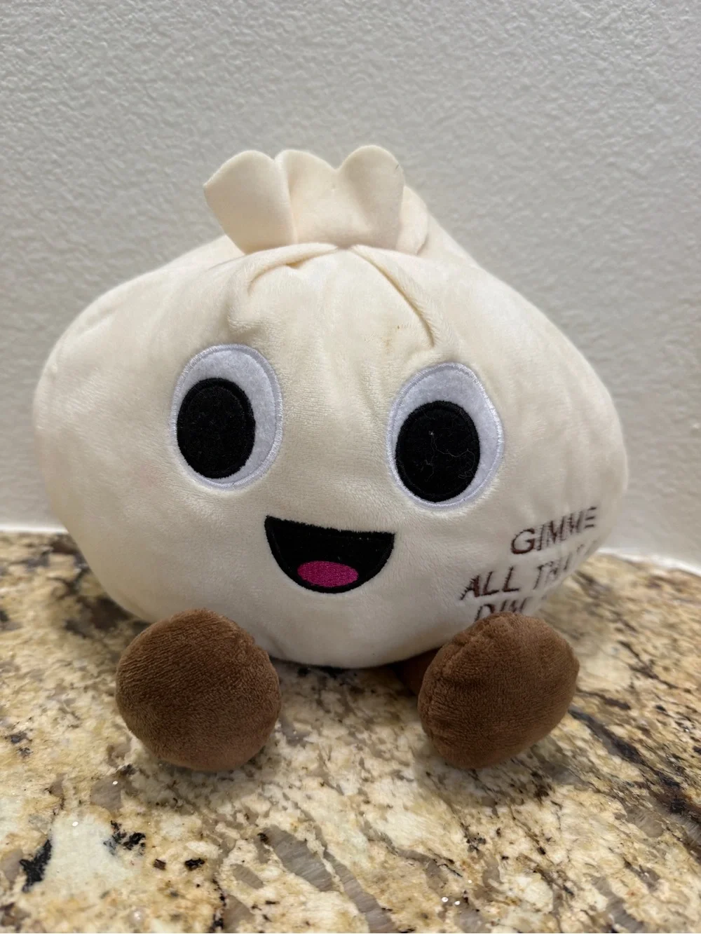 BMI Cream Garlic Plush with Brown Feet and Pink Tongue